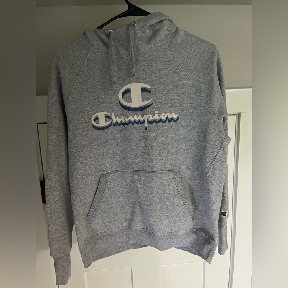 Champion Gray Crew Neck Sweater Classic Athletic Style